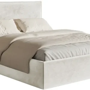 Łóżko tapicerowane 200x200 cm Softie Slim z pojemnikiem szarobeżowe welur hydrofobowy stelaż metalowy Wysoka jakość
