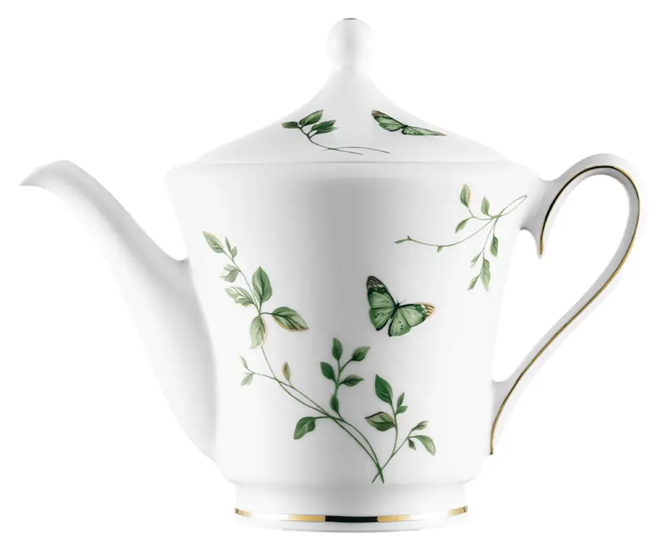 Imbryk porcelanowy Margaret 1000 ml biało-zielony Tylko do końca tygodnia