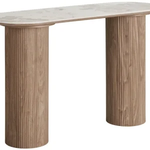 Ograniczona ilość Konsola Athens 120 cm lamele jasny orzech ceramiczny blat