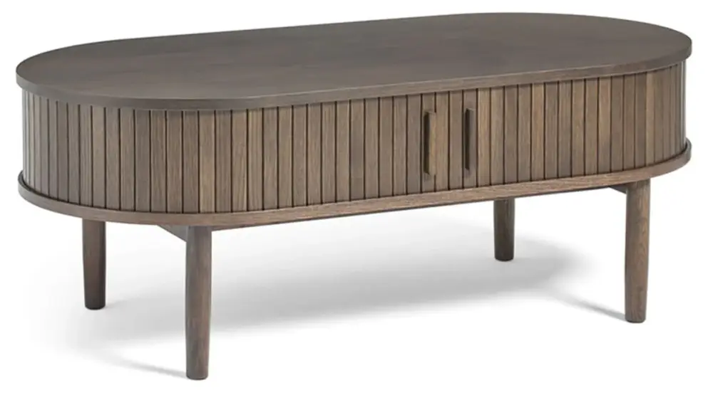 Stolik kawowy Meta 120x60 cm lamele z półką dąb ciemny Tylko do końca tygodnia