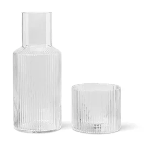 Okazja ferm LIVING karafka ze szklanką Ripple Small Carafe Set 500/200 mlkolor transparentny