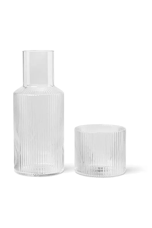 Okazja ferm LIVING karafka ze szklanką Ripple Small Carafe Set 500/200 mlkolor transparentny