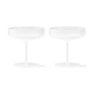 ferm LIVING zestaw kieliszków do szampana Ripple Champagne Saucers 150 ml 2-packkolor biały Okazja