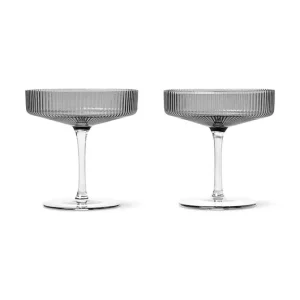 Okazja ferm LIVING zestaw kieliszków do szampana Ripple 150 ml 2-packkolor szary
