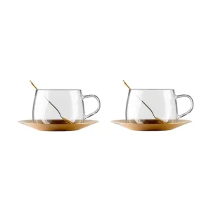 Super okazja Vialli Design zestaw filiżanek ze spodkami ze szkła borokrzemianowego 400 ml2286