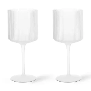 Darmowa dostawa ferm LIVING zestaw kieliszków do wina Ripple 325 ml 2-packkolor biały
