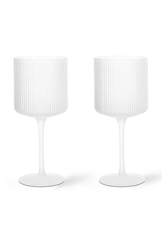 Darmowa dostawa ferm LIVING zestaw kieliszków do wina Ripple 325 ml 2-packkolor biały