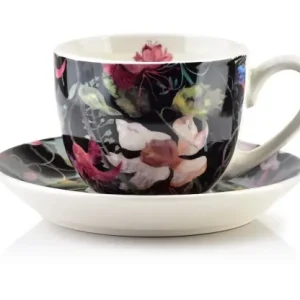 Filiżanka porcelanowa ze spodkiem w kwiaty 250 ml Nowy