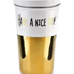 Cena promocyjna Kubek porcelanowy Złoty kubek na prezent 410 ml