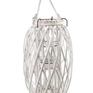 Lampion dekoracyjny Wiklinowy Lucie White 30cm Hit sprzedaży