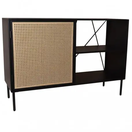 Dodaj do koszyka Czarna metalowa komoda Boho 110x37x75