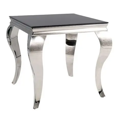 Kup teraz Noble-Stolik kawowy-pomocnik glamour z czarnym szklanym blatem 55x55x55